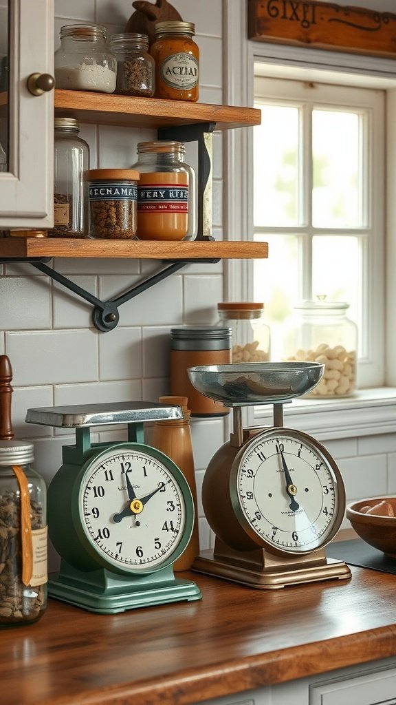 50 Creative Tiny Cottage Kitchen Ideas for Space-Savvy Living Vintage scales and jars in a cozy cottage kitchen