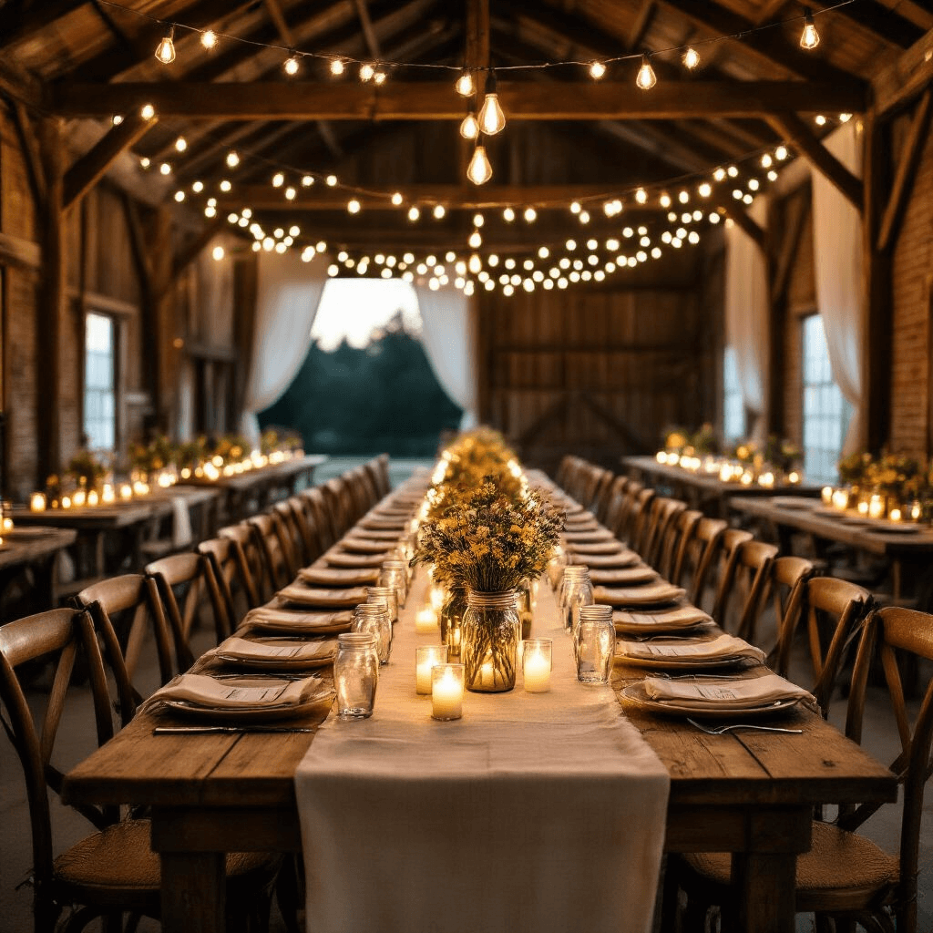 How to Clean Your Cuisinart Coffee Maker: The Ultimate Maintenance Guide Cinematic shot of a cozy rustic barn evening celebration, featuring long wooden farm tables adorned with cream linen runners and mason jar centerpieces filled with wildflowers, illuminated by warm Edison bulb string lights and softened by sheer white drapery.